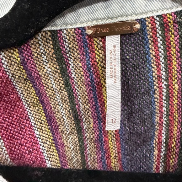 Free People White Denim Jacket with Multicolor Accents - Picture 6 of 6